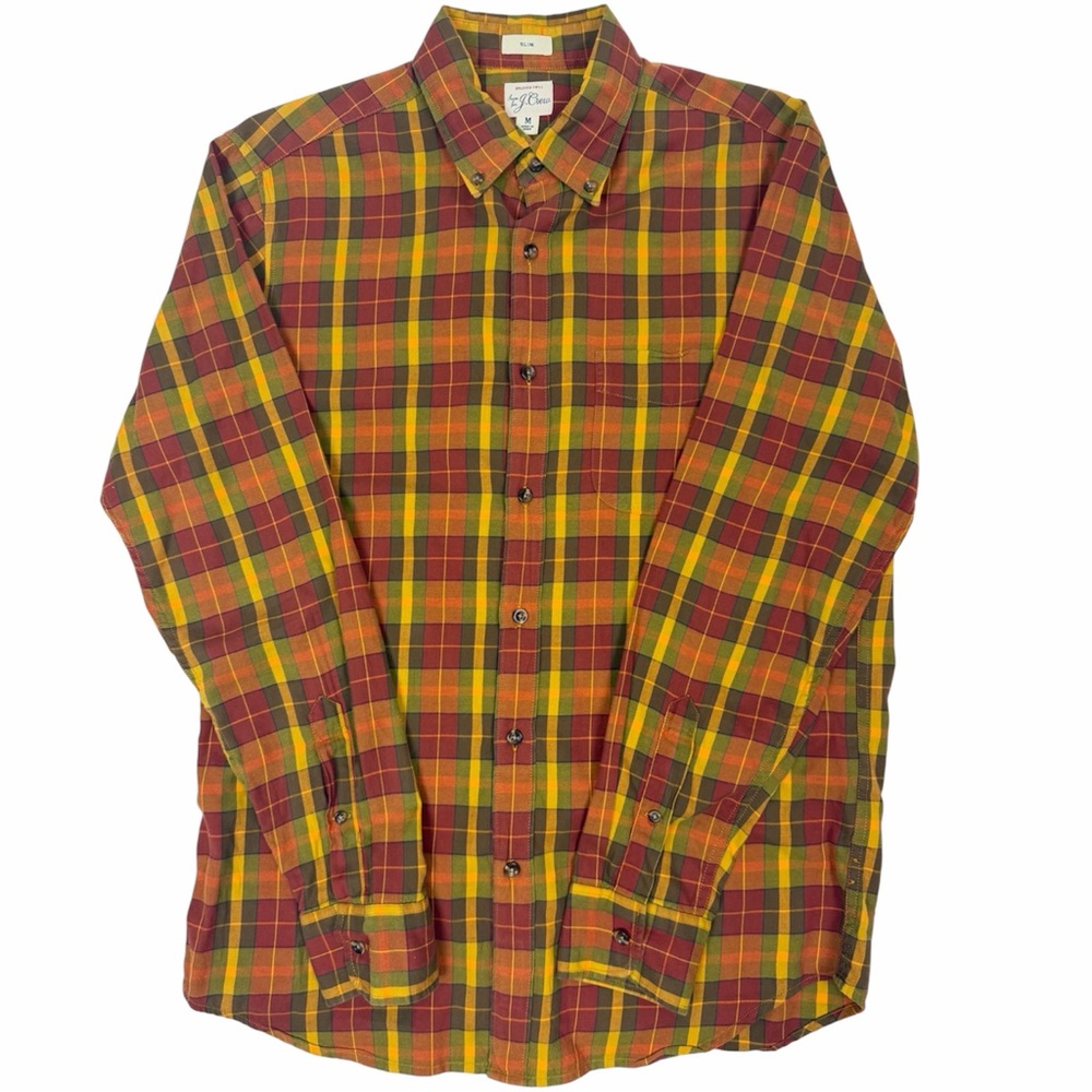 J.Crew Brushed Twill Classic Plaid Long Sleeve Cotton Men's Size Medium
